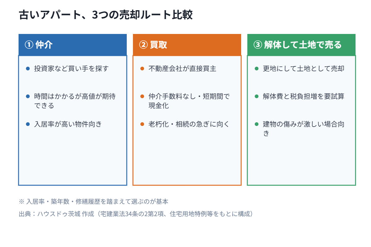古いアパート 売却 3つのルート比較 茨城