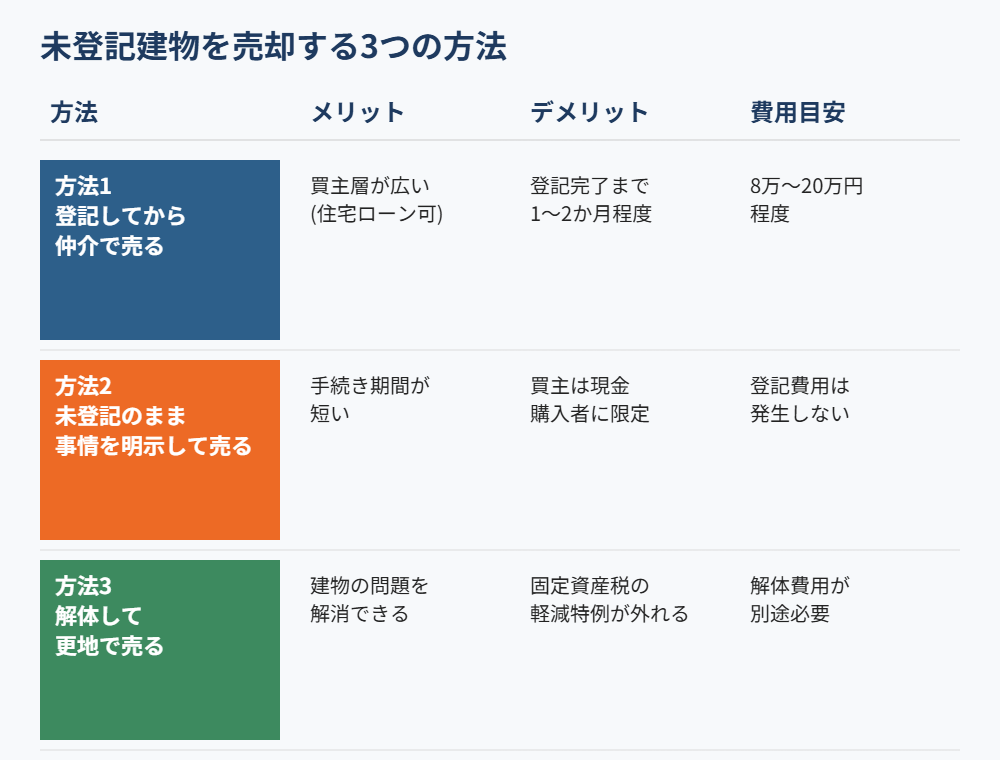 未登記建物を売却する3つの方法比較 茨城県