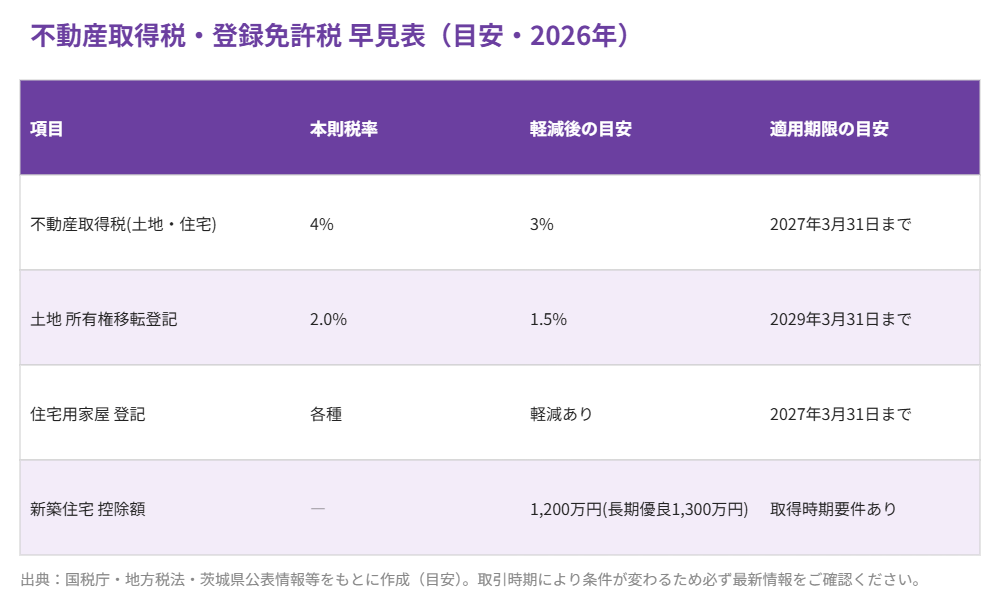 不動産取得税・登録免許税早見表2026|ハウスドゥ