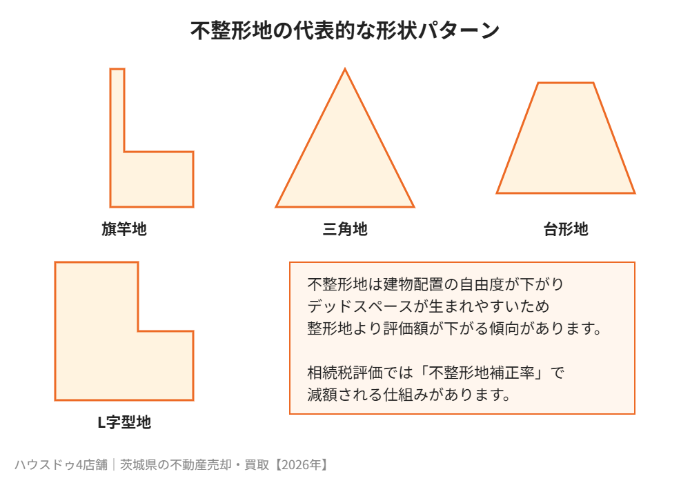 不整形地 旗竿地 三角地 台形地 形状パターン ハウスドゥ茨城