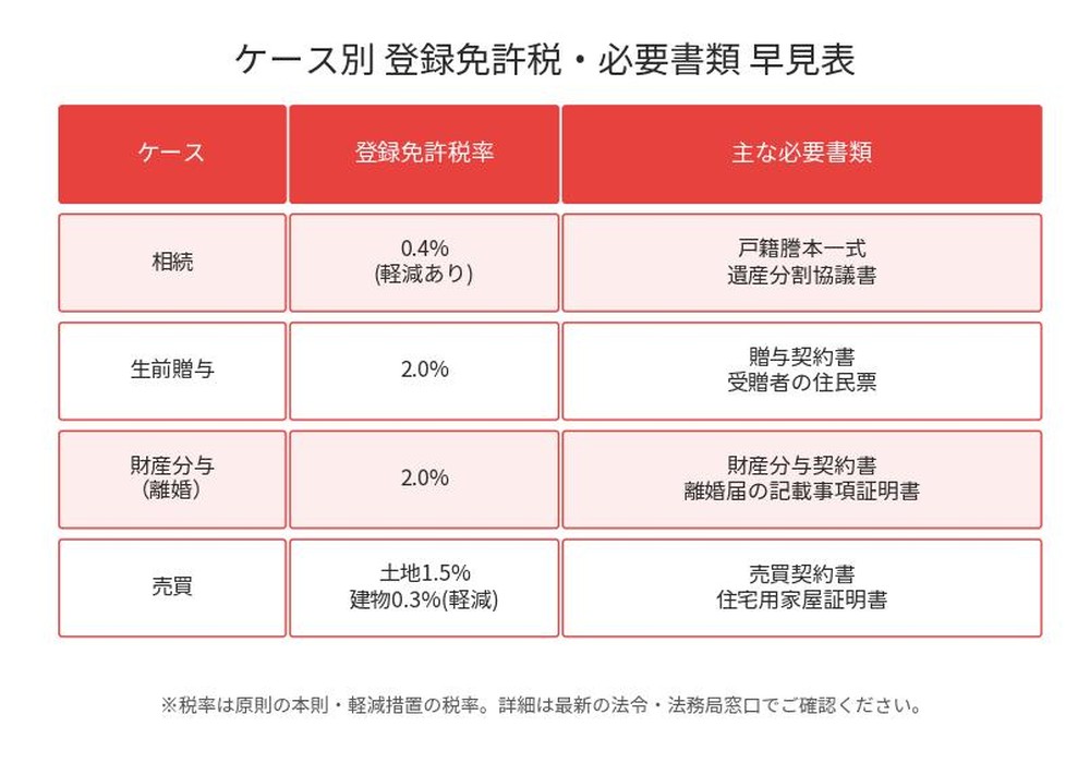 家の名義変更 登録免許税・必要書類早見表｜ハウスドゥ茨城県4店舗