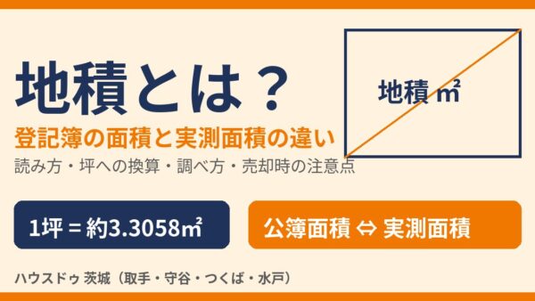 地積とは？読み方・登記簿面積と実測面積の違い・坪換算・調べ方をわかりやすく解説【2026年】｜ハウスドゥ茨城