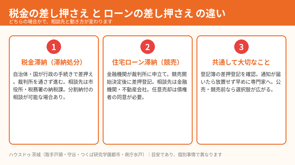 差し押さえ解除|税金滞納とローン滞納の違い|ハウスドゥ茨城