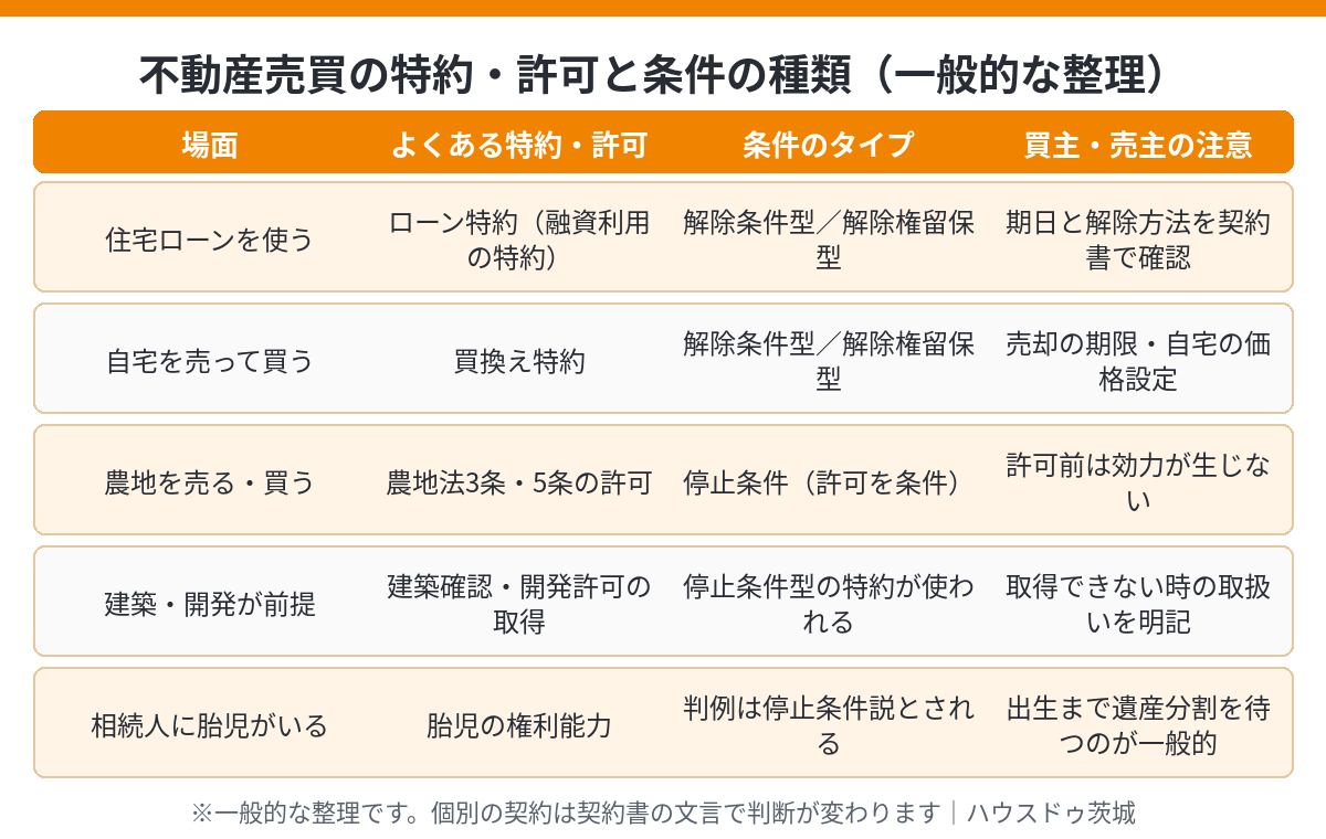 不動産売買の特約・許可と条件の種類(ローン特約・買換え特約・農地法の許可)の一覧|ハウスドゥ茨城