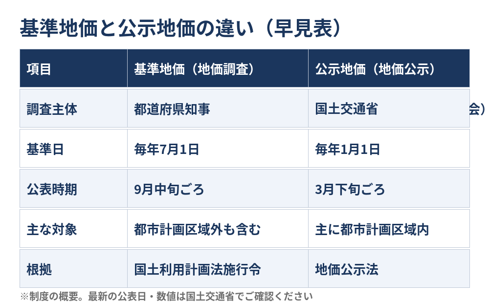 基準地価と公示地価の違い早見表｜茨城県の不動産売却ならハウスドゥ茨城グループ