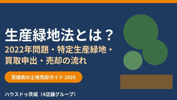 生産緑地法とは？2022年問題・特定生産緑地・買取申出・売却の流れを茨城県向けにわかりやすく解説【2026年版】｜ハウスドゥ