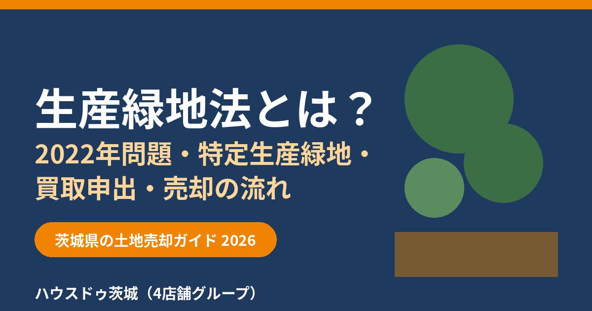 生産緑地法とは｜2022年問題・特定生産緑地・買取申出・売却の流れ｜茨城県の土地売却 ハウスドゥ茨城