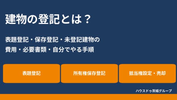 建物の登記とは？表題登記・保存登記の違い、費用・必要書類、未登記建物の対処法【2026】